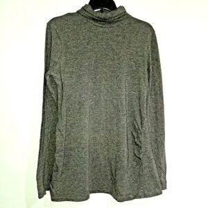 Motherhood Maternity Turtle Neck Grey Ruched Sides Long Sleeve T shirt Size S